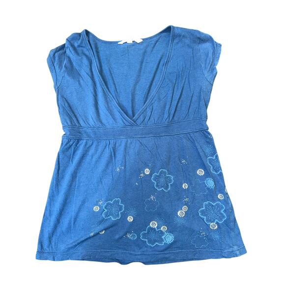 Aeropostale Tops - Y2K Aeropostale blue whimsy v-neck baby doll top size small